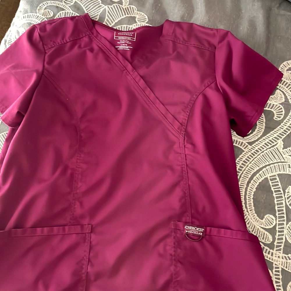 Cherokee Women's Scrub Top in Wine